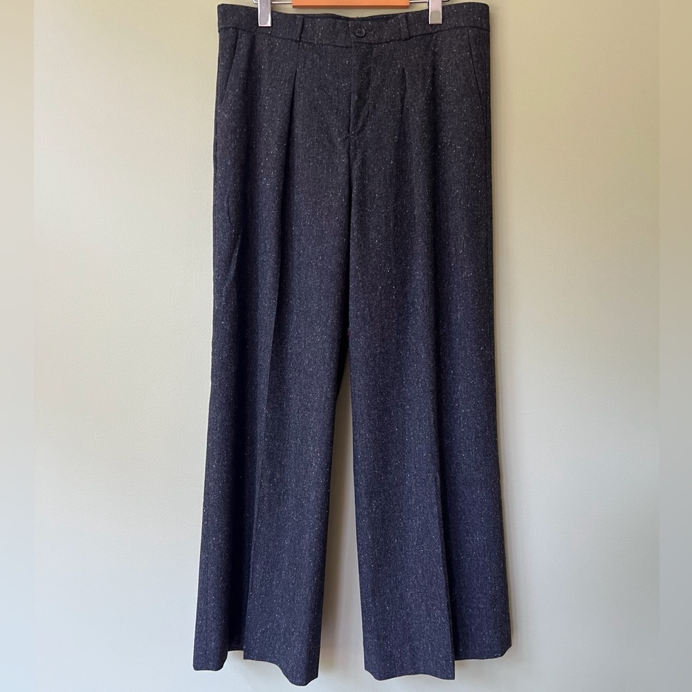 Banana Republic NWOT Wool Blend Charcoal Pleated Wide Trousers